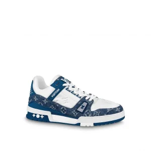 Louis Vuitton Trainer Sneaker Monogram Denim White Blue